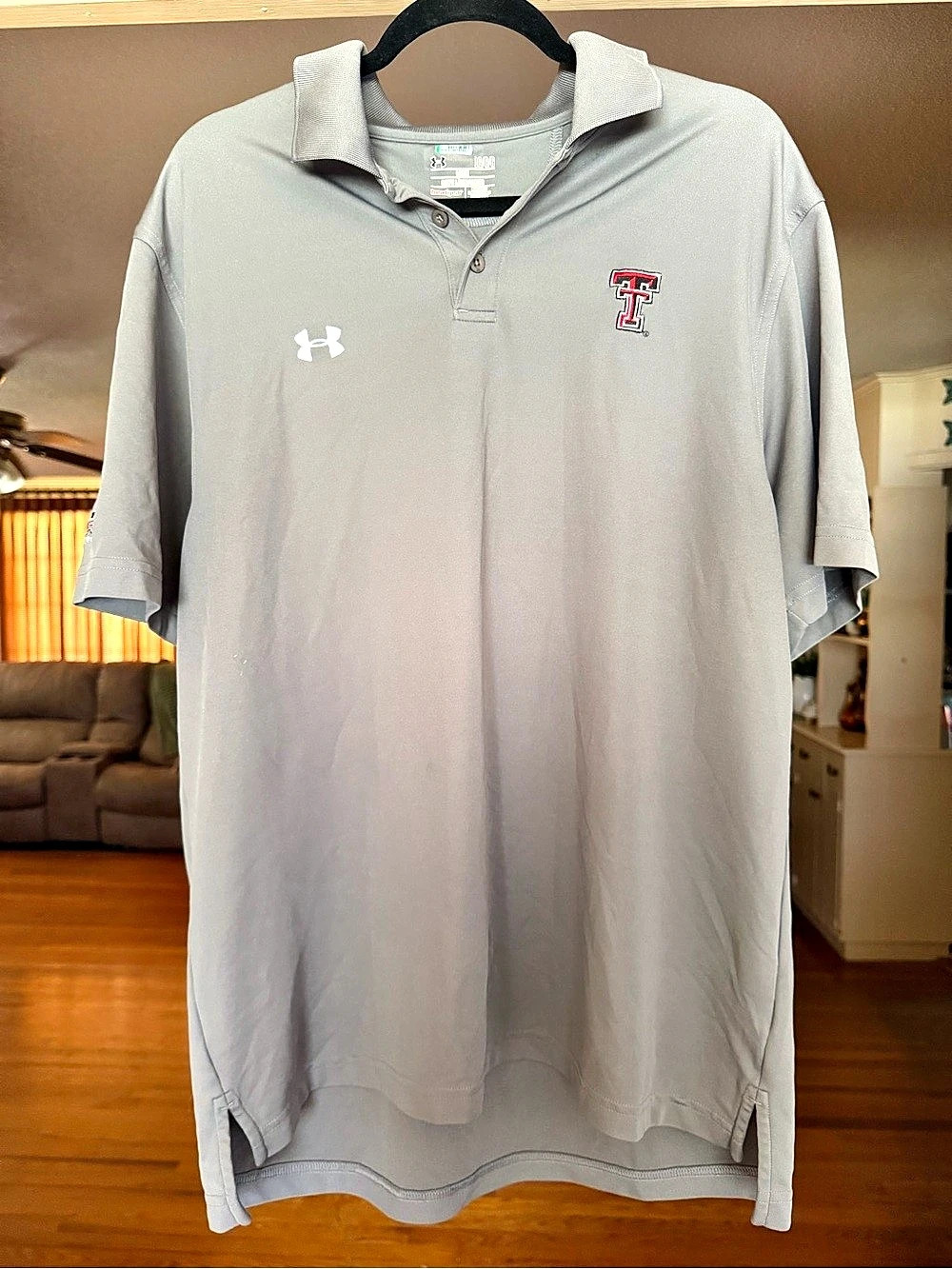 Under Armour Texas Tech Red Raiders HeatGear Polo Shirt Gray Large